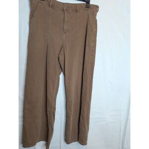 American Eagle Super High-Rise Baggy Wide Leg Pants AE Size 18 Big Pockets Brown